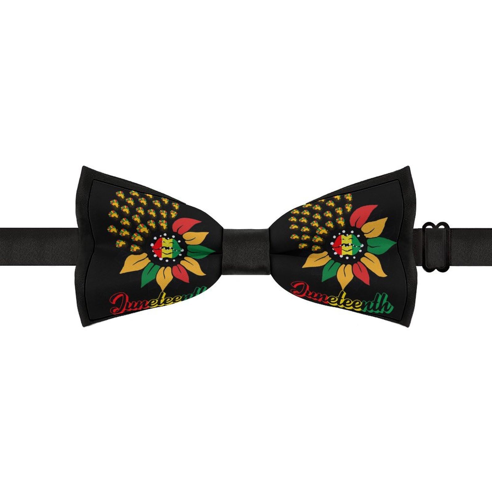 GoasNei Juneteenth Sunflower Black History African American Bow Tie for Men Adjustable Necktie Funny Tie Neck Ties for Weddings Party