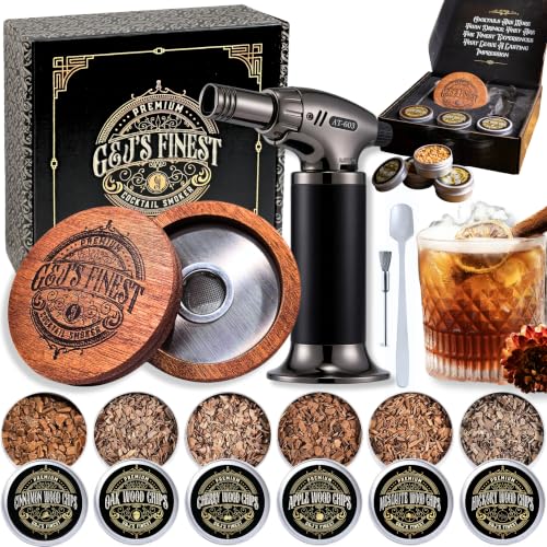 Cocktail Smoker Kit with Torch & 6 Wood Chips &ndash; Old Fashioned Whiskey Smoker for Drinks, Bourbon...