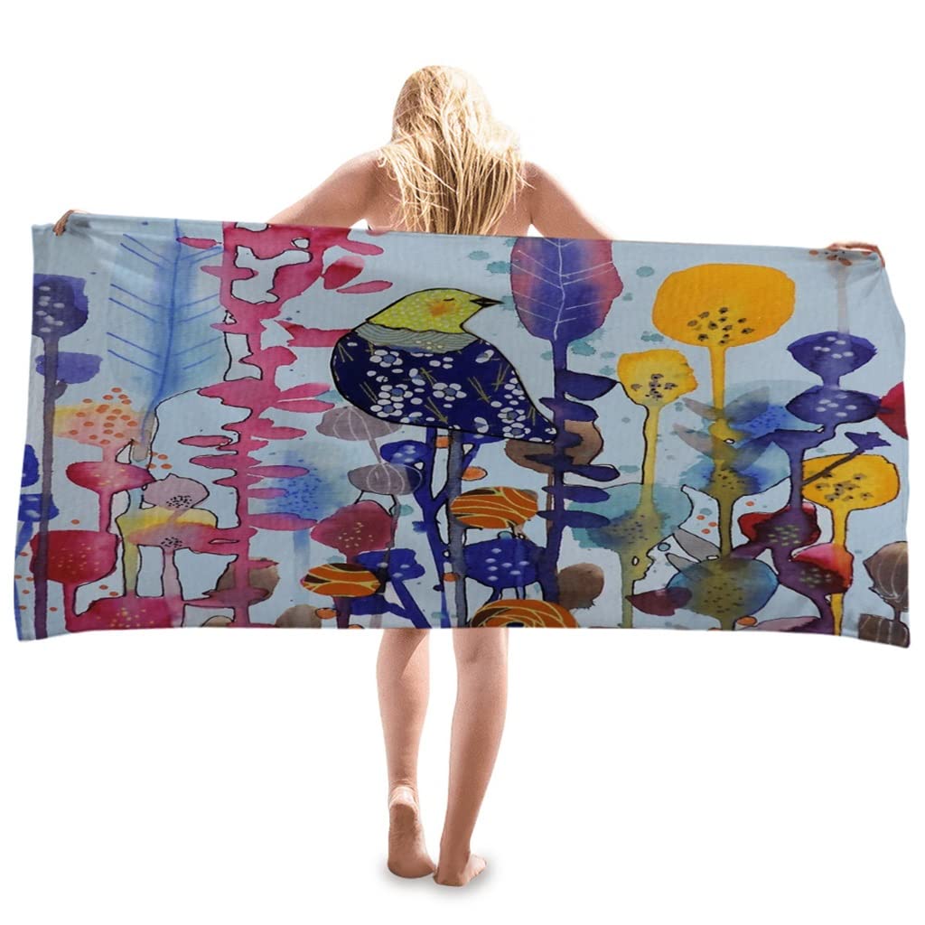 2 Piezas Toalla de Baño de Microfibra de Secado Rápido Toalla de Playa Manta de Protección Solar Estampada Femenina/D/80 * 160 Cm