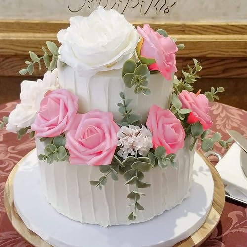 Miniatura 4 de Cabezas de rosas artificiales, 100 rosas de espuma rosadas a granel para ramos de boda, centros de mesa, arreglos, fiestas, baby shower, decoración