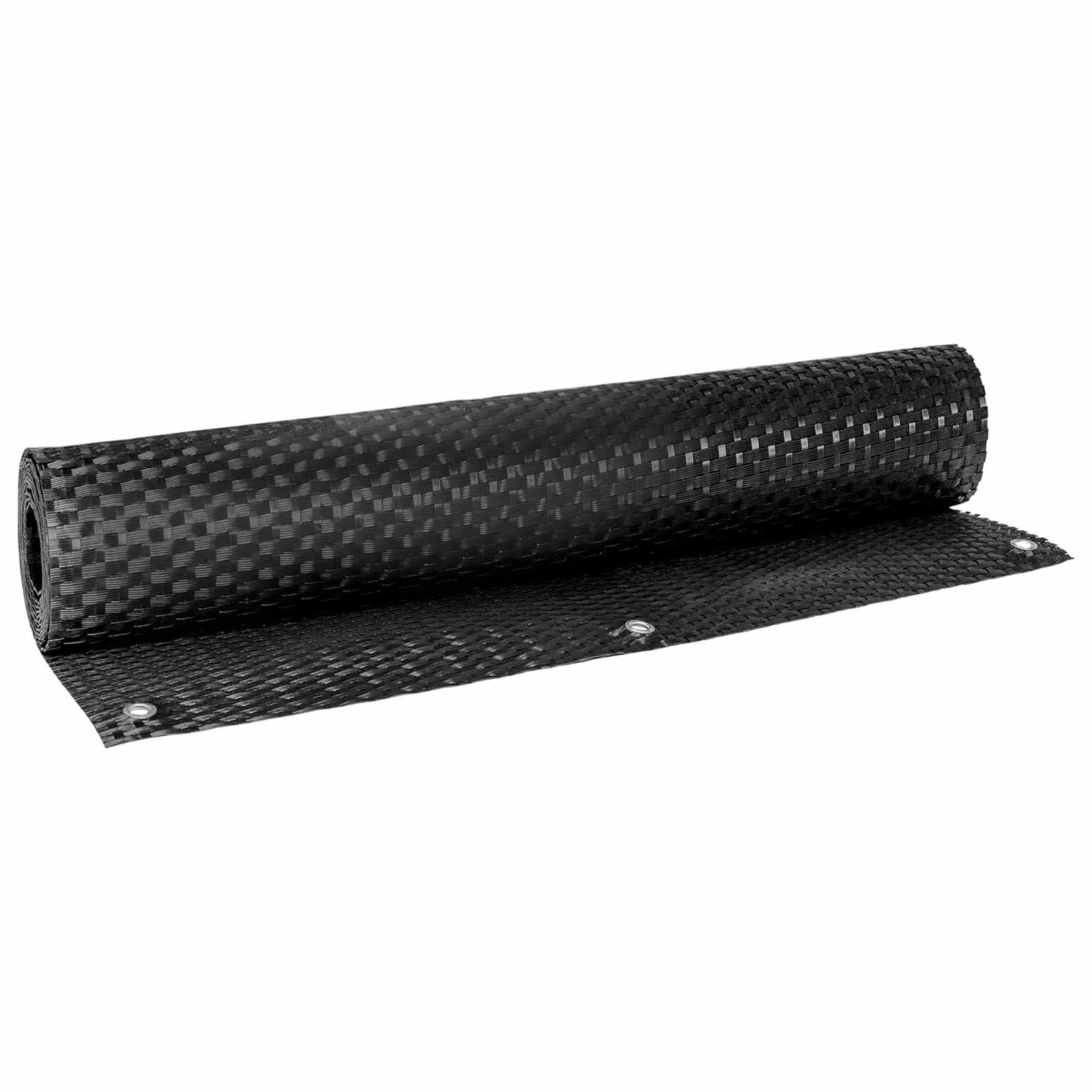 Balkonsichtschutz mit Ösen Schwarz, 600x100 cm Poly-Rattan Balkonbespannung, Sichtschutz für Balkongeländer, Terrasse und Gartenzaun, Windschutz und Sichtschutzmatte