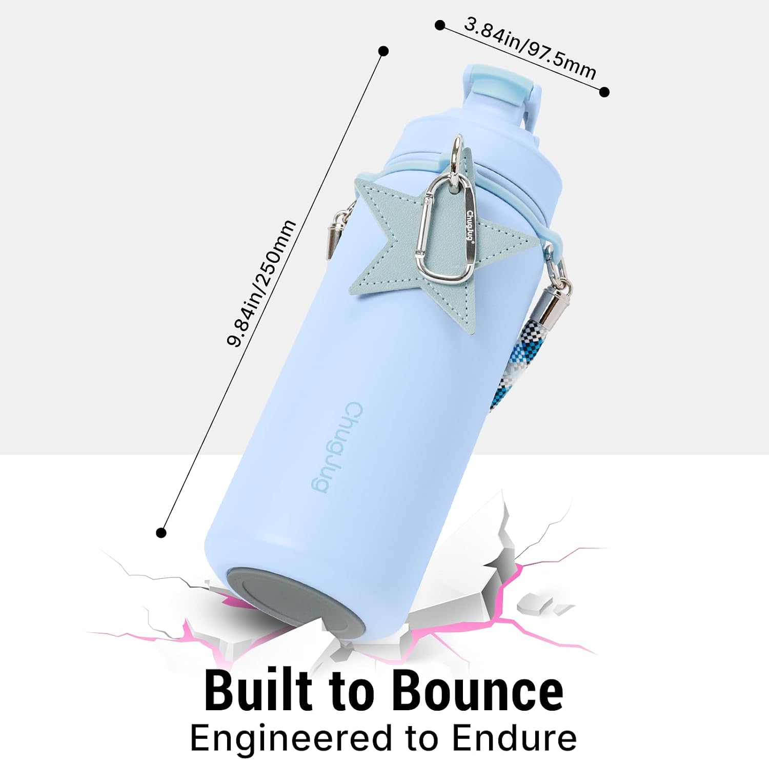 Cute Water Bottle with Strap, 40oz Insulated Stainless Steel Bottle for Girls, Travel & Daily Carry, Leak-Proof, Straw & Spout Lid, BPA-Free, Keeps Drinks Cold