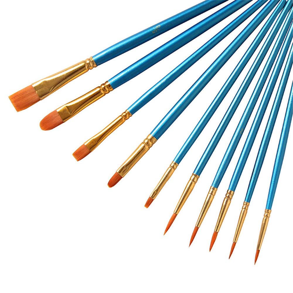 Malerpinsel, professionelles 10-teiliges Künstlerpinsel-Set, Malzubehör, geeignet für Aquarell-, Ölgemälde, Acrylmalerei für Aquarell-, Ölgemälde (blaue Größe)