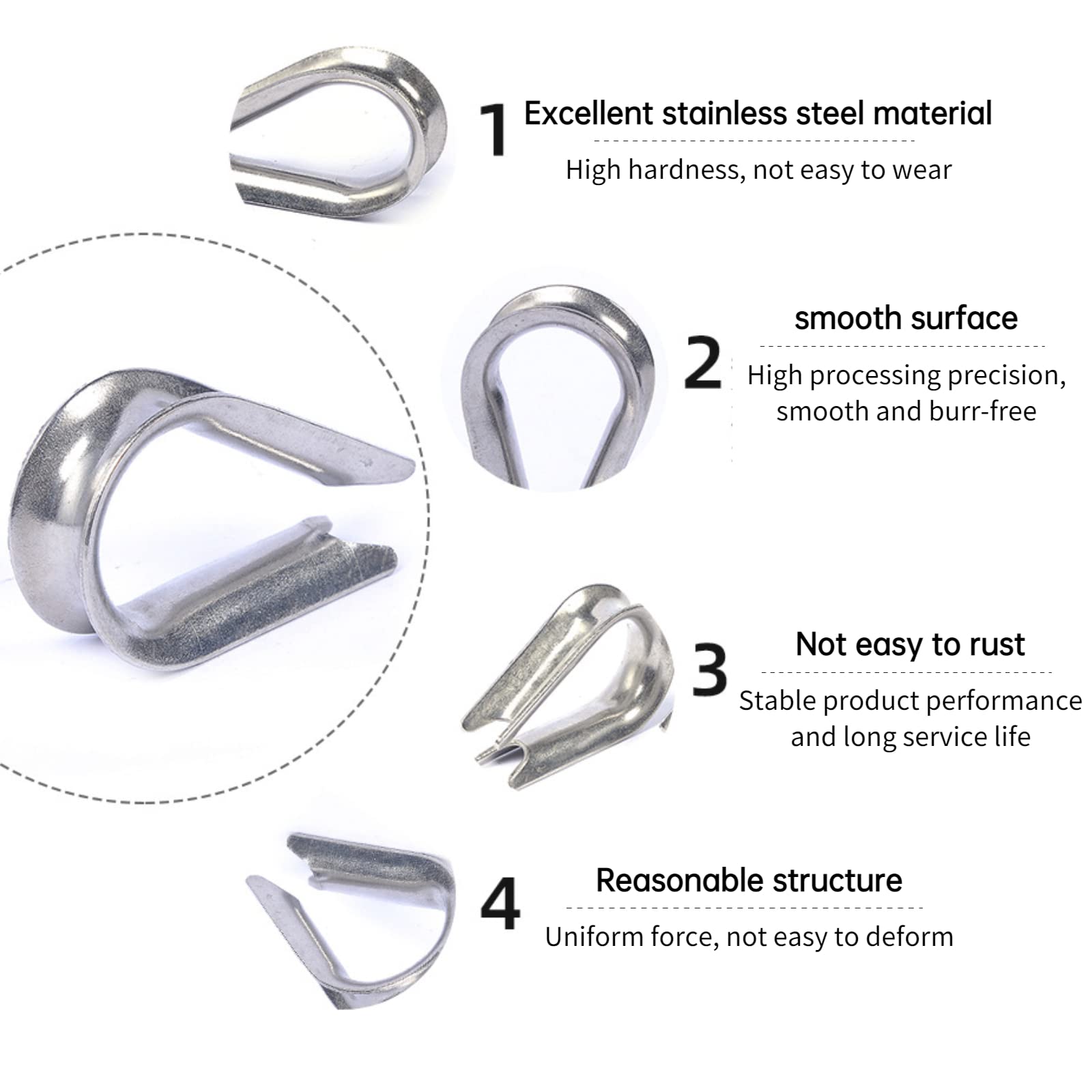 Ditali Per Fune Metallica 50 Pezzi - Clip In Acciaio Inox M4 Per Cavi - Foto 4