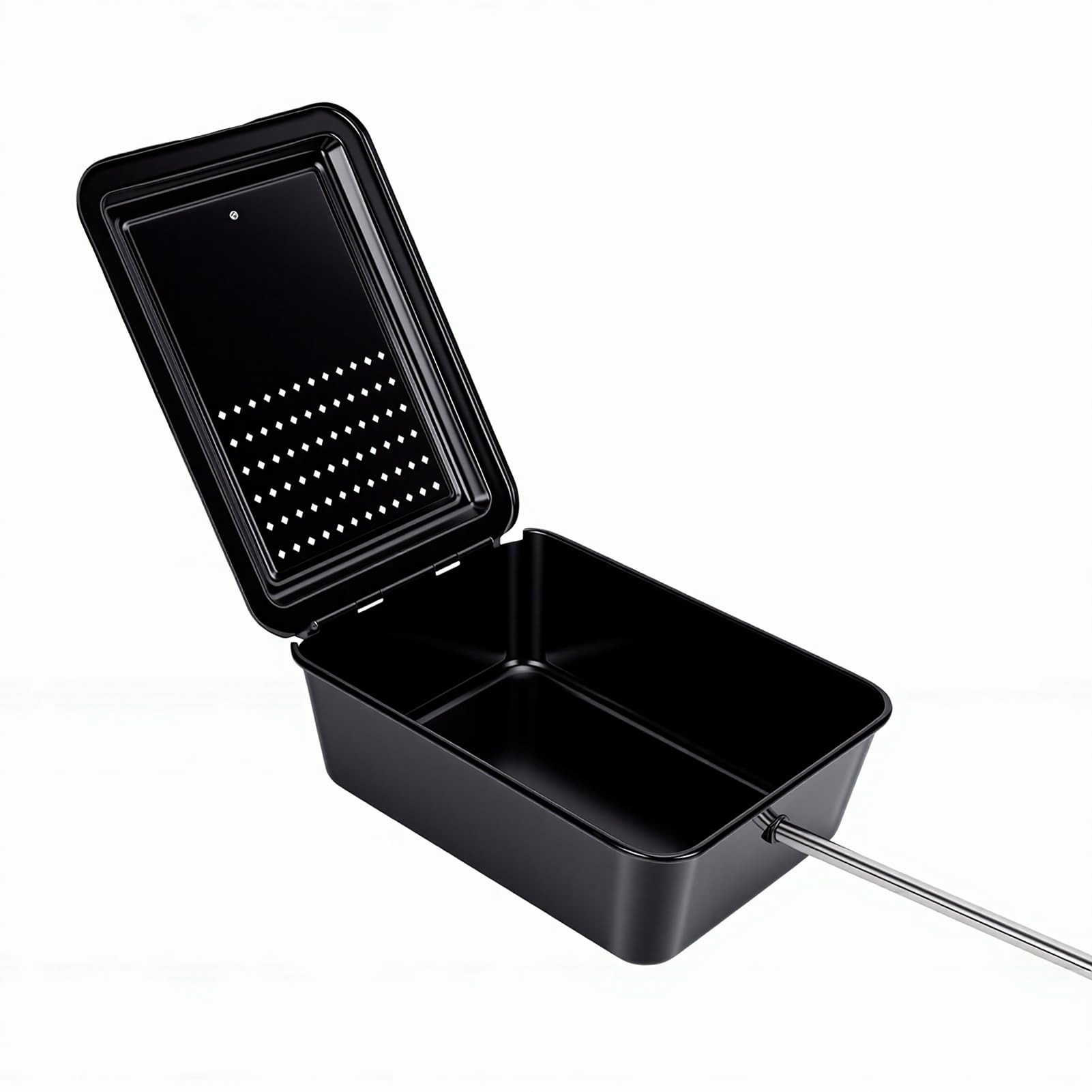 Generic Macchina per Popcorn Antiaderente Vecchio Stile per Popcorn da Campeggio con Manico in Legno per Casa, Campeggio, Cortile, Ferro, Legno di Faggio, Acciaio Inossidabile, 25x19x8,5 Cm