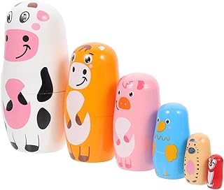 Totority 2 Conjuntos De Vaca Matryoshka Boneca Brinquedos De Natal Decoração De Mesa Decoração De Mesa De Jantar Bonecas Russas Empilháveis Matryoshka Estatueta Boneca Bonecas Russas