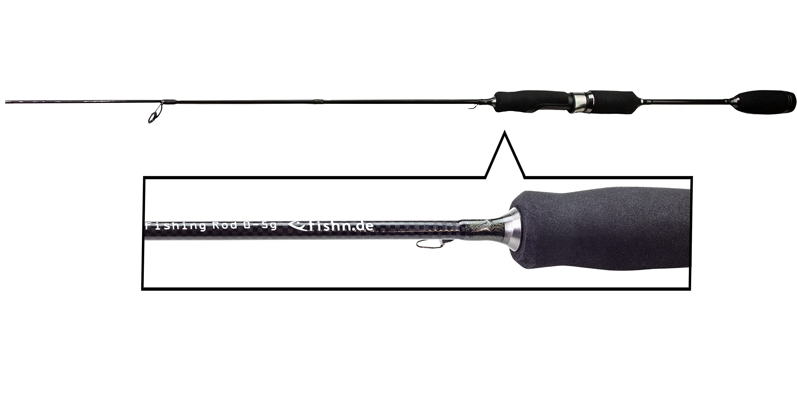 FISHN® Zero Five Black Edition Carbon GT Ultralight Angelrute 180cm Wurfgewicht 1-5g Spinnrute Ultraleicht Solide Spitze Vollparabolisch Extrem Flexibel