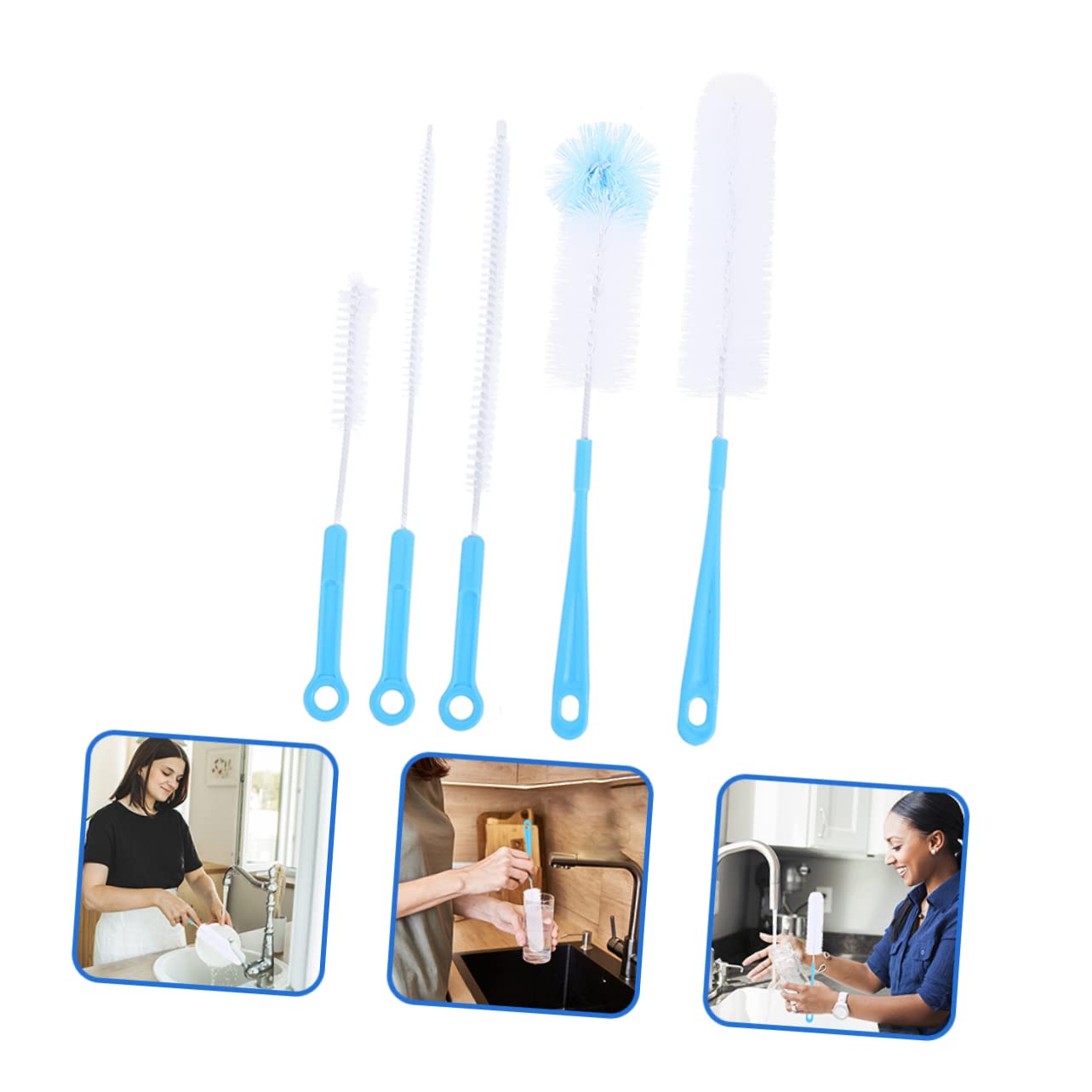 MAGICLULU Juego De 3 Cepillos para Biberones Cepillo De Limpieza para Biberones Cepillo De para Agua De Bebé Uso Doméstico 5 Unidades X 3