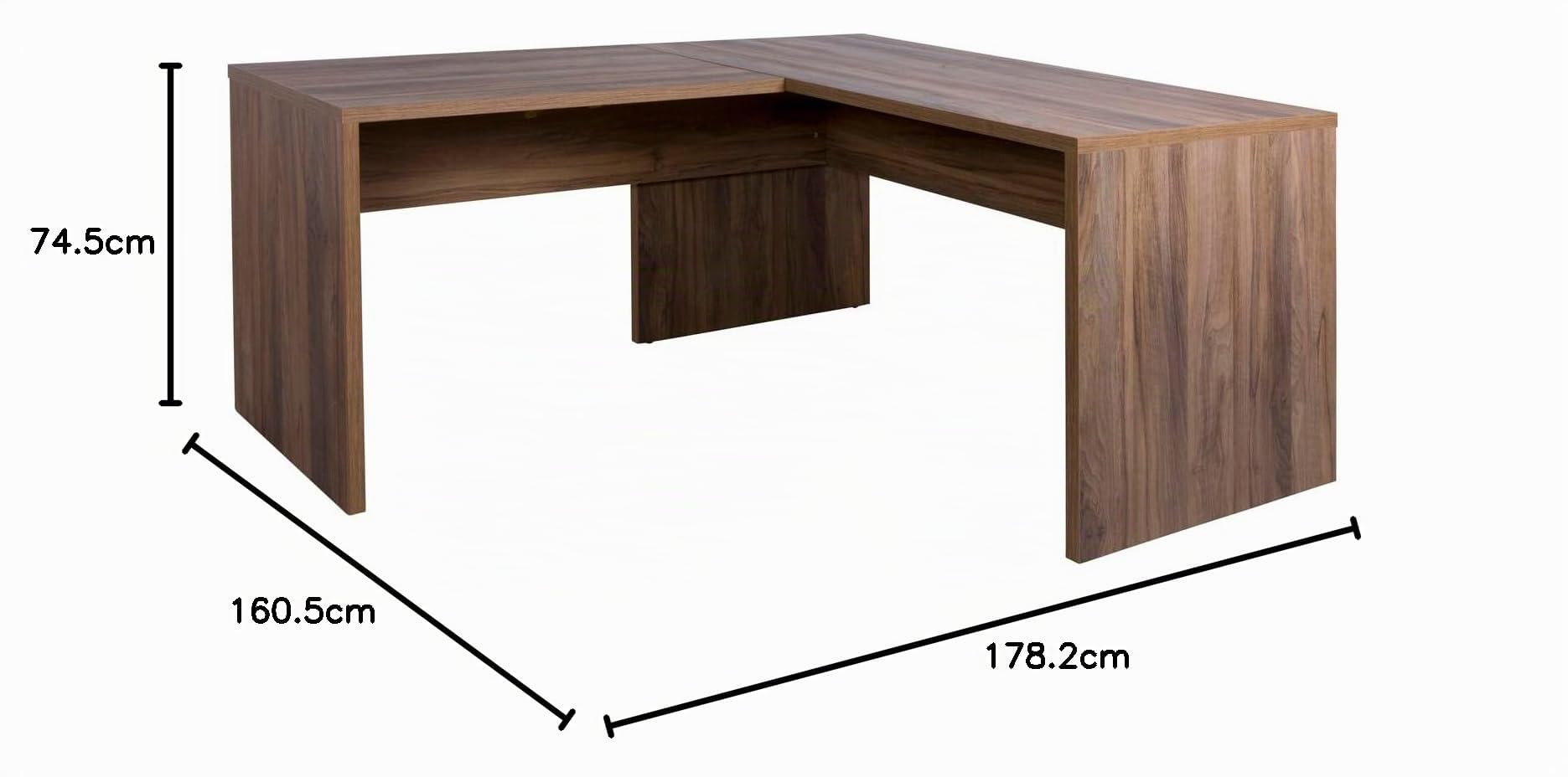 Composad | Scrivania Angolare della Linea DAVINCI BRERA, Scrivania PC, Elegante e Spaziosa, con Modesty Panel, per Ufficio, (LxAxP) 178,20x74,50x160,50 cm, Colore Noce Brera, Made in Italy