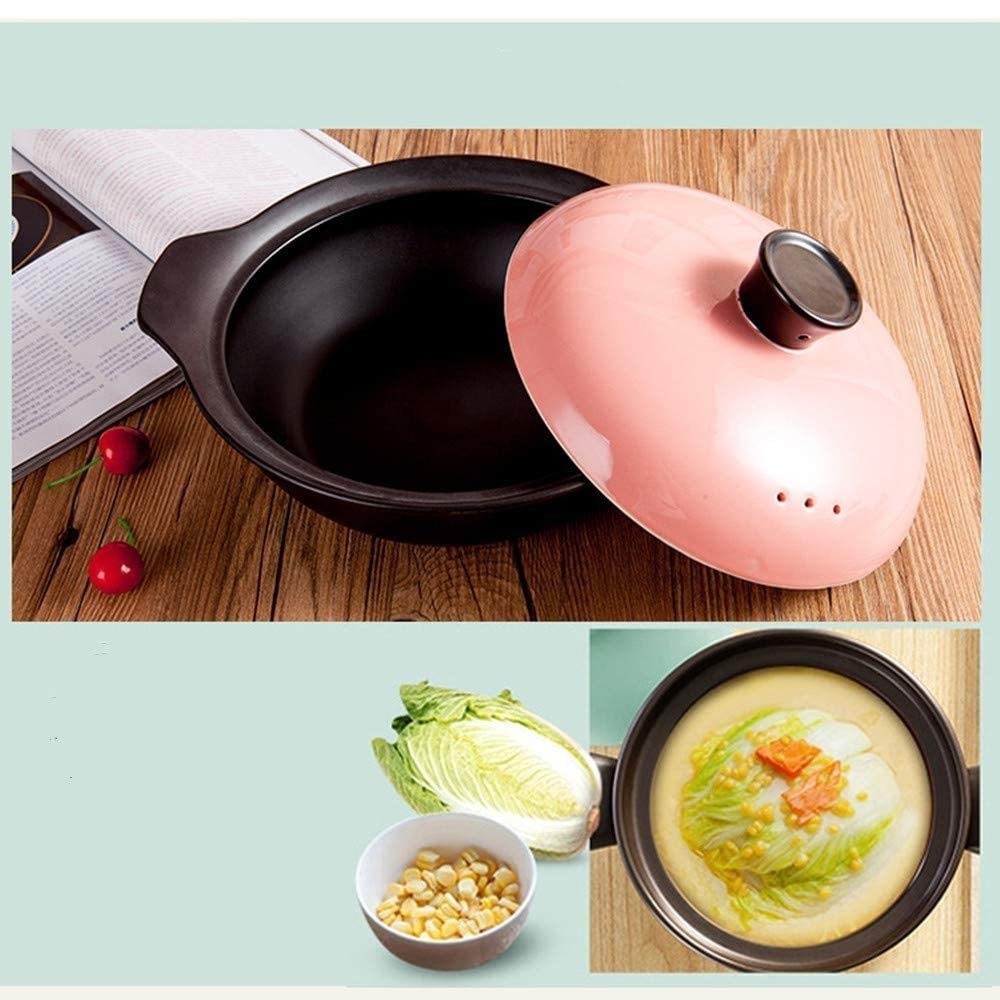 Casseruola pentolame casseruola in Ceramica Bocca Bassa Design Risparmio energetico Domestico conservazione del Calore con Coperchio Lavorazione squisita Parete Interna Liscia smal