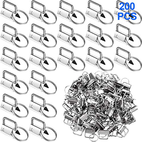 Hotop 200 Pieces Key Fob Hardware Key Fob Keychain Wristlet Hardware Key Fob Chain Hardware with Key Ring for Wristlet Key Chain Supplies, 1 Inch