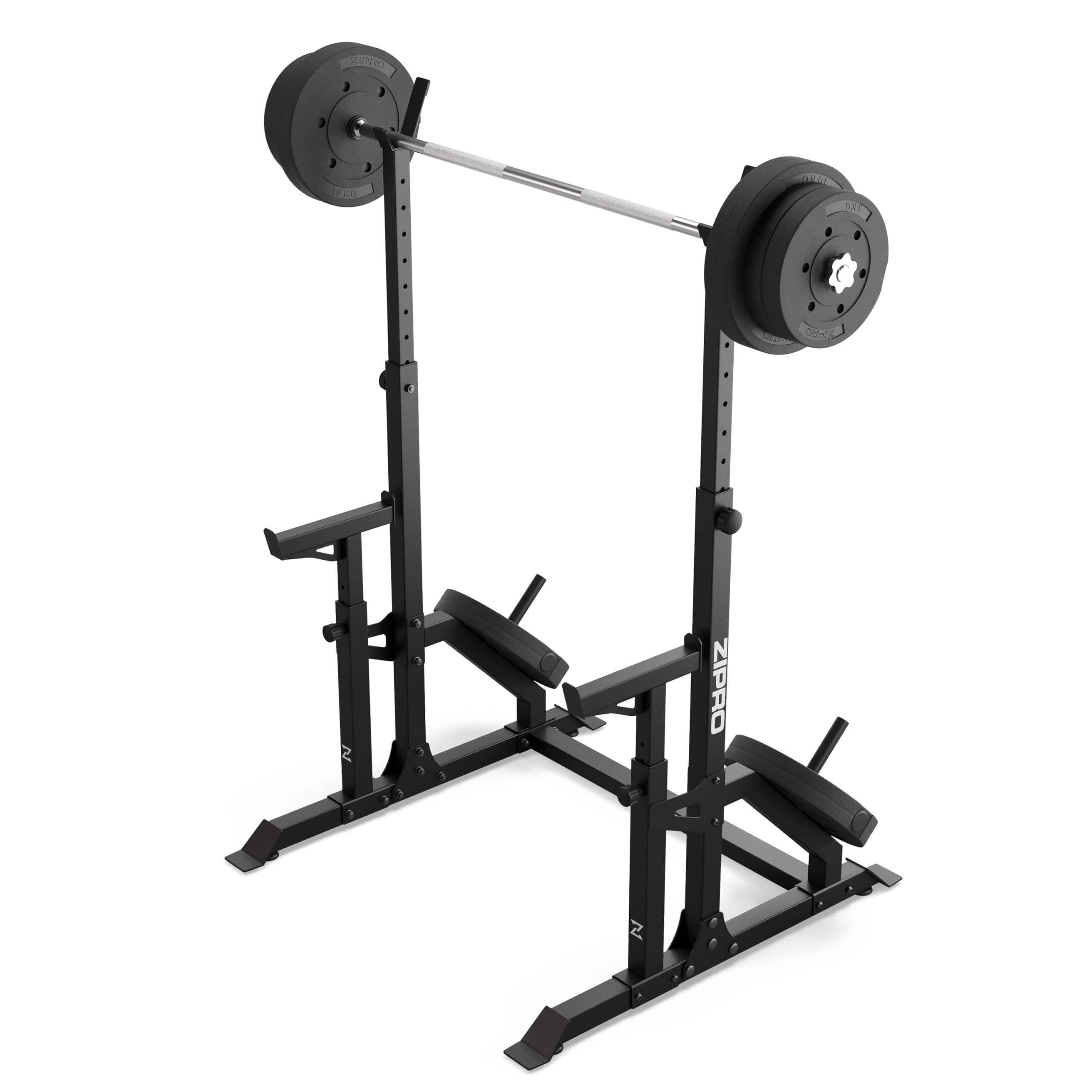 ZIPRO Ripiano bilanciere regolabile in altezza, capacità massima utente di 120 kg, in acciaio – bilanciere, squat rack, supporto per manubri, supporto per bilanciere