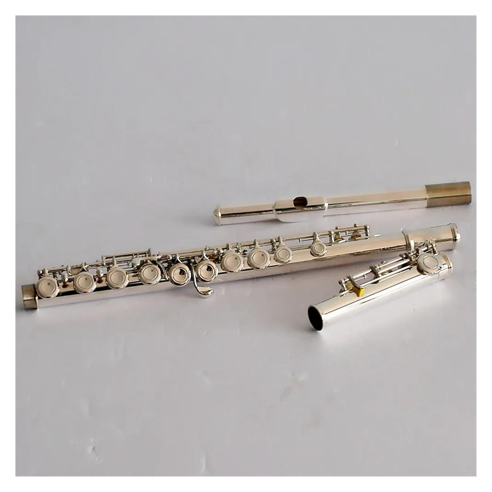 Flauta De Cuerpo Niquelado De Cuproníquel, Instrumento De Flauta De Tono C Con Orificio Cerrado De 16 Agujeros Con Estuche Flauta Travesera Kit