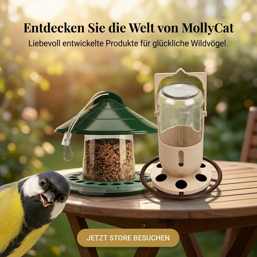 Vogeltränke 1L hängend aus Glas für Wildvögel – große Vogeltränke für sauberes Wasser auf Balkon & im Garten, wetterfestes Vogel Zubehör Hergestellt in der EU
