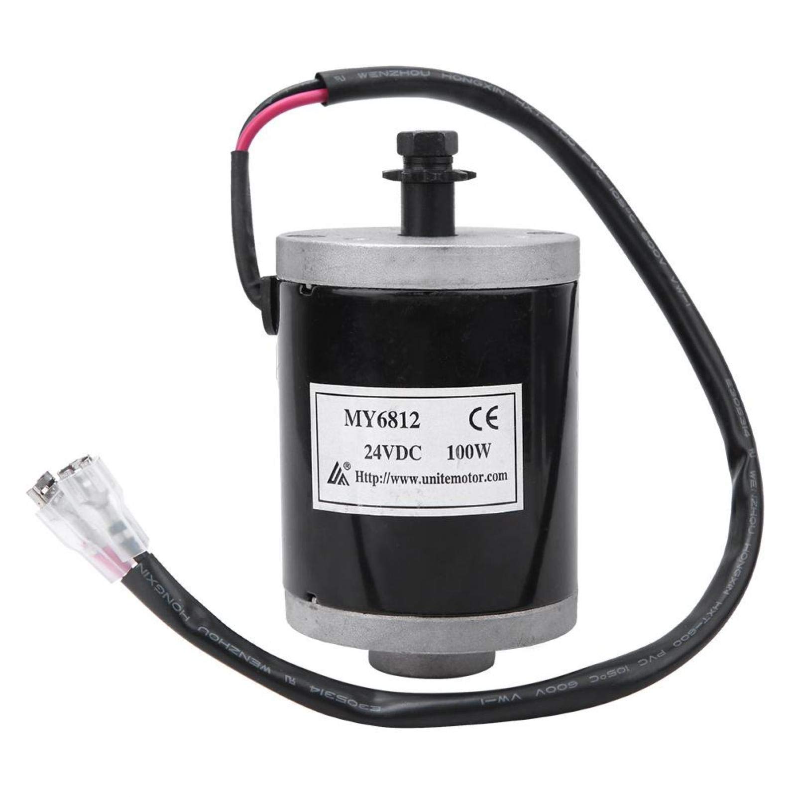 DAUERHAFT Silnik 24 V 100 W elektryczny szczotkowany silnik mocny aluminium premium, z metalowym pasem pasowym, do skutera elektrycznego, roweru elektrycznego