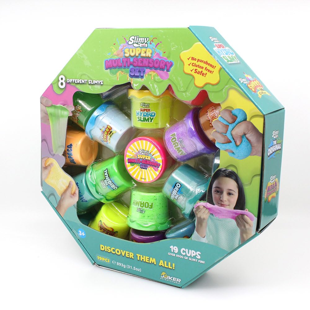 SlimySuper Multi Sensory Set Octagon Version with 19pcs 2oz Unit Pack, Gift Set for Boys and Girls, Fun, Safe and Non-Toxic Slime Toy
