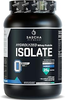 SASCHA FITNESS Hydrolyzed Whey Protein Isolate 100 Grass Fed 2 Pounds Vanilla