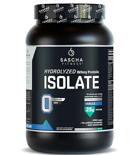 SASCHA FITNESS Hydrolyzed Whey Protein Isolate,100% Grass-Fed (2 Pounds, Vanilla)