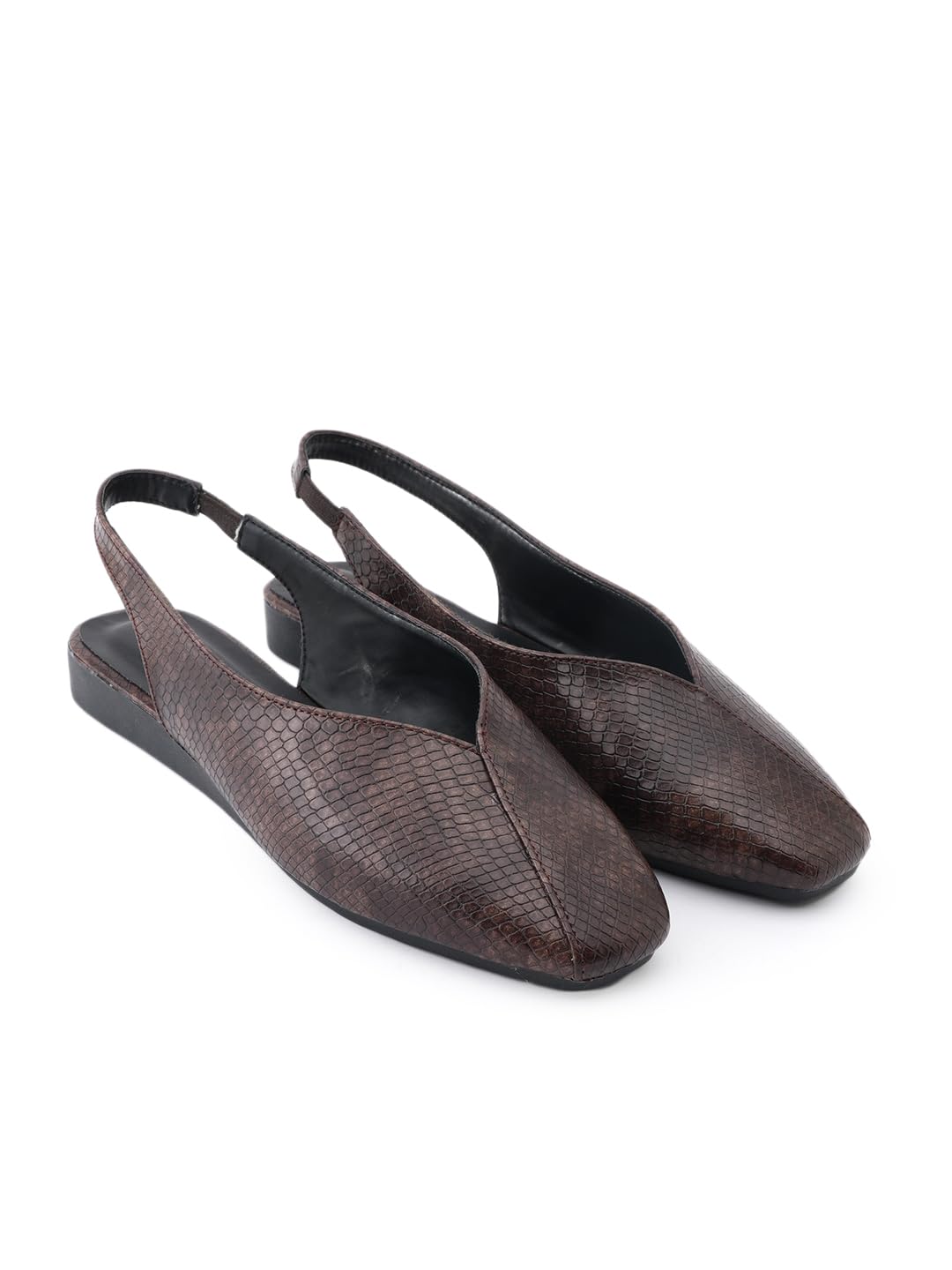 Textured Square Toe Ballerinas with Backstrap for Women-image-7