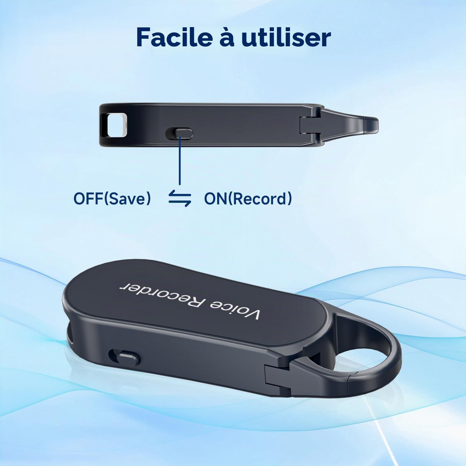 Enregistreur de voix portable professionnel V56 de 128 Go, Howabo avec réduction de bruit améliorée, qualité sonore pure HiFi, enregistreur vocal activé par audio à 1536 Kbps pour vos