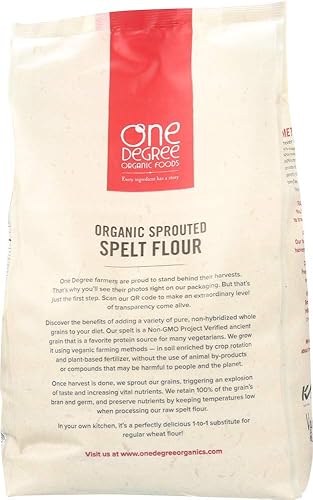 Miniatura 3 de One Degree Organic Foods Harina de espelta germinada orgánica, 80 onzas (paquete de 3)