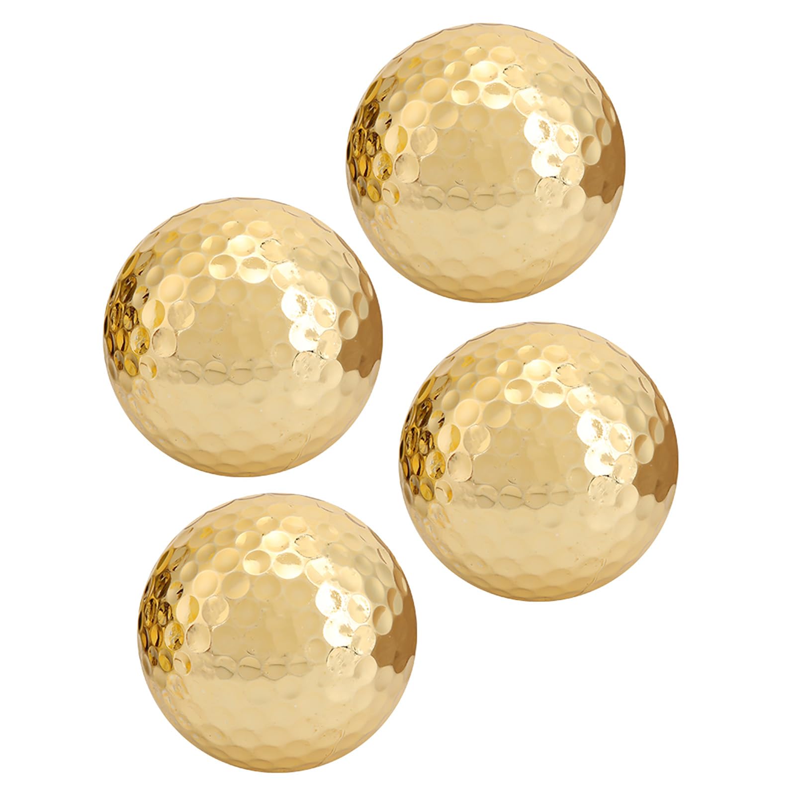 BuyWeek Balle de Golf Dorées, 4 Pièces Balles d'Entraînement Golf de Placage d'or Double Couche Portable pour Swing d'Entraînement