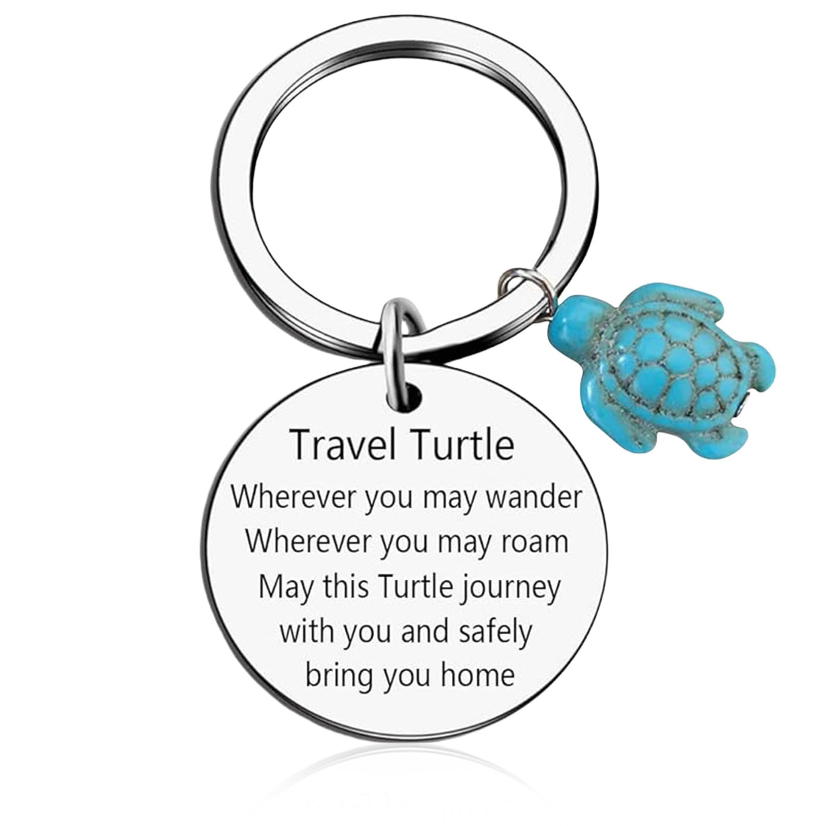 FNSIGHD Travel Turtle Keyring,Lucky Letter Turtle Travel Keyring,Metal Polish Stainless Steel Turtle Keychain,Good Luck Charm Keyrings,for Birthday,Mother's day,Thanksgiving Day,Graduation Gift