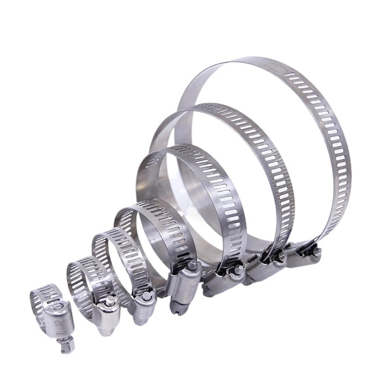 SHALLEZSOU Pipe clamp 5/10Pcs 6mm To 600mm Stainless Steel Adjustable Worm Gear Hose Clamps For Fuel Tube Water Pipe(194-216mm x 5Pcs)