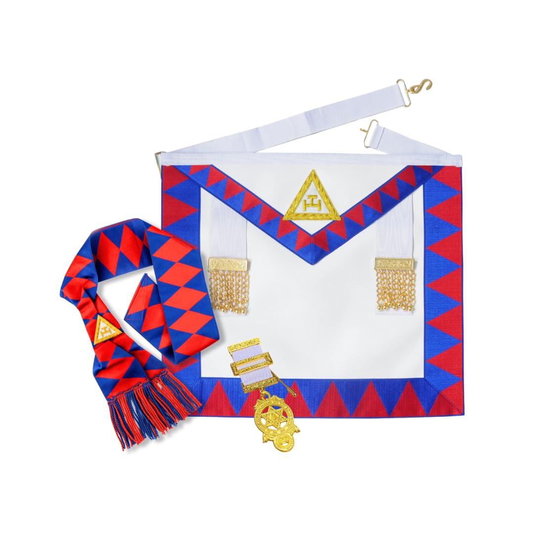 Regalia Store UK Masonic Royal Arch Companions Set | Companion Lambskin Apron, Sash & Breast Jewel | Premium Masonic Gift Set for Freemason Men