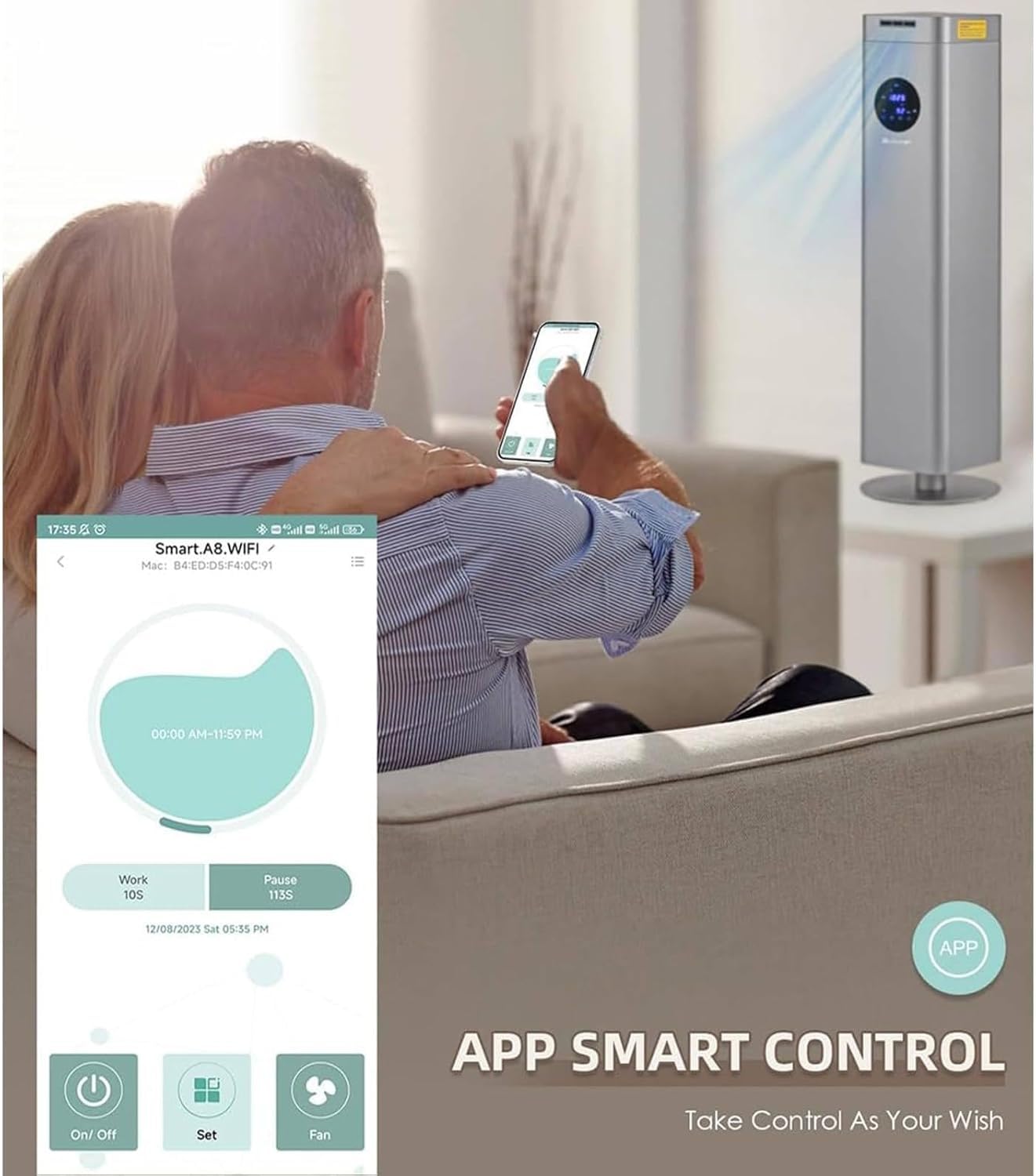 Machine à air parfumée Bluetooth, diffuseur d'huiles essentielles par atomisation Intelligente de 1 500 ML, diffuseur de Parfum d'aromathérapie avec télécommande, Couverture de 4 000 Pieds carrés