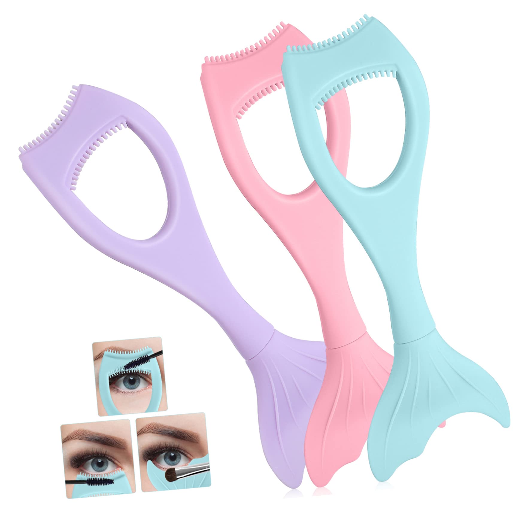 HAPINARY Essential Makeup Kit 3pcs Mascara Shield Eyelash Comb Mermaid Design for Beginners