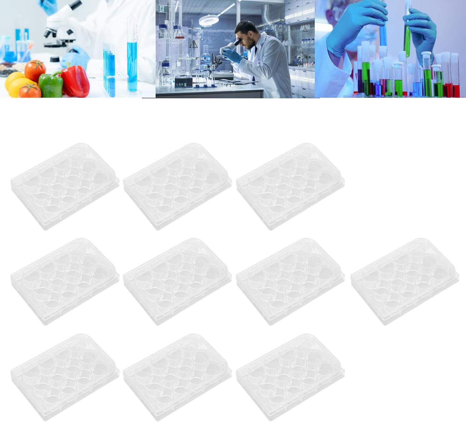 Generic Flat Bottom Culture Plate Durability Cell Culture Plate Widely Used 10 Pieces Sturdy for Experiment (12 Well), Genericrgpn73must-12