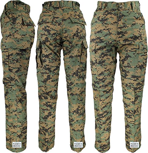 Army Universe Woodland Digital Camo Military BDU Cargo Pants with Pin