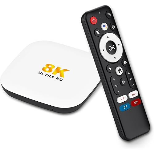 Android 14 TV Box 2025, LEFFOT M2 Plus 4K UHD Streaming Device for TV, with Google Play, Voice Remote, 2.4G&5G WiFi 6, BT 5.4, HDR10, 3D, Smart TV Box for Home TV Netflix YouTube (2GB-16GB)