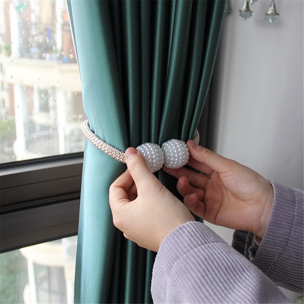 4 Pcs Perle Magnétique Rideau Clip Rideaux Titulaire Embrasse Boucle Boule Suspendue Boucle Attache Arrière Rideau Accessoires (Couleur : A, Taille (A comme Le Montre l'image)