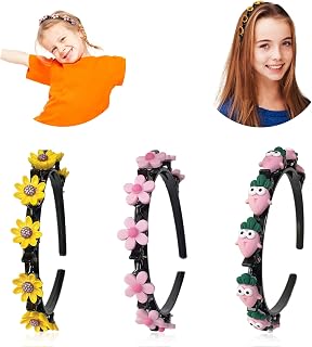 2022 Girl Sweet Princess Hairstyle Hairpin, Cartoon Headbands with Clips Twist Plait Hair Tools, Summer Little Girl Braided Hair Hairpin Headdress, Little Girl Braided Hair Headband