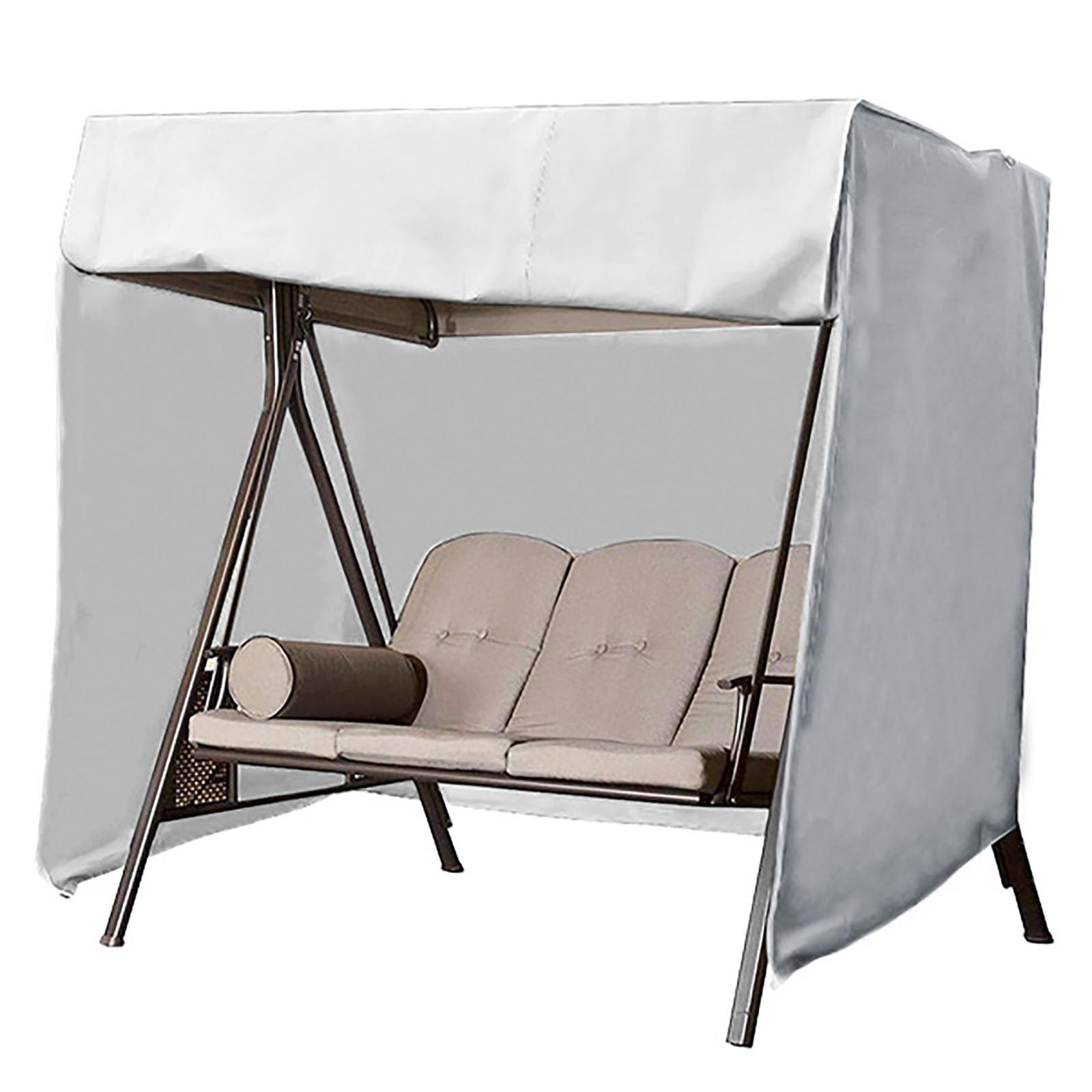 Waterproof Outdoor Swing Cover For 3-Seater Patio & Garden Swings, 190T Garden Hammock Glider Chair Cover, Windproof All-Weather Protection(Grey,86.6 * 49.2 * 66.9in)