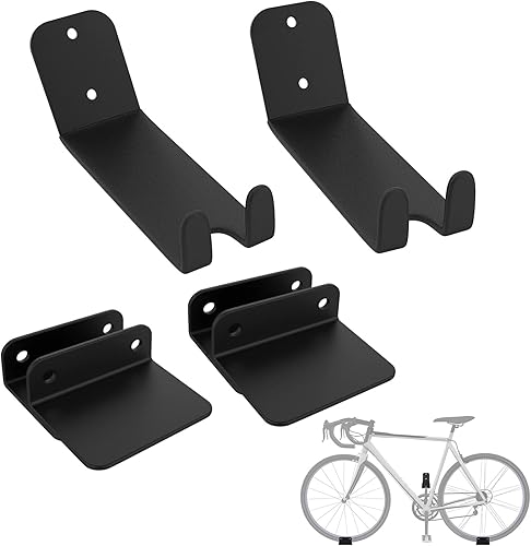 Paquete de 2 soportes para pedales de bicicleta, soporte de pared horizontal resistente para pared de garaje, soporte de exhibición de bicicleta