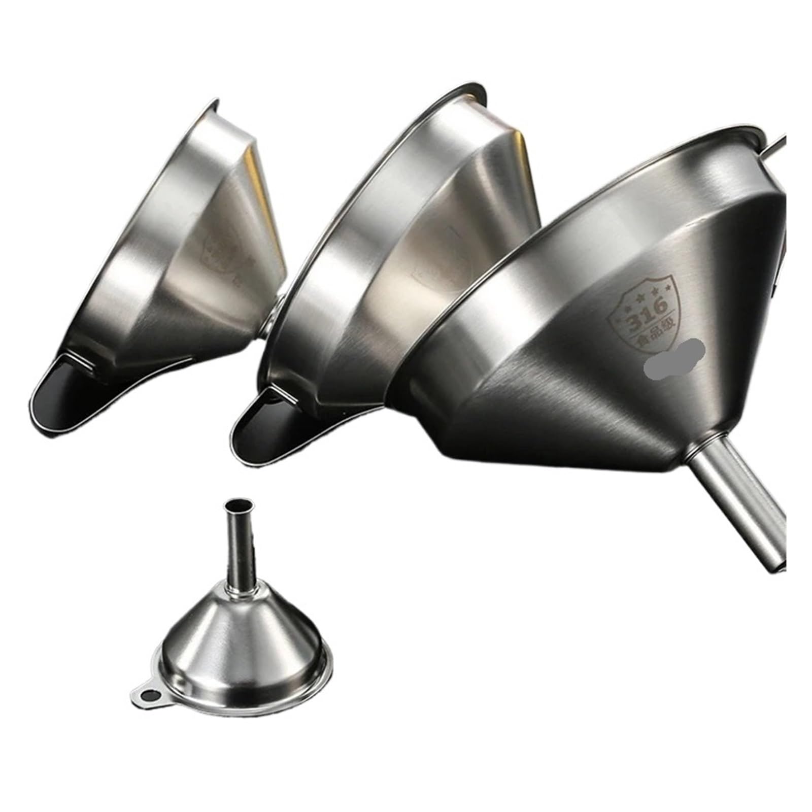 embudo de petaca Embudo de cocina Embudo de acero inoxidable de boca ancha, Mini embudo de Metal, filtro de aceite de cocina for especias, embudo de cocina grande y pequeño for llenar frascos de botel