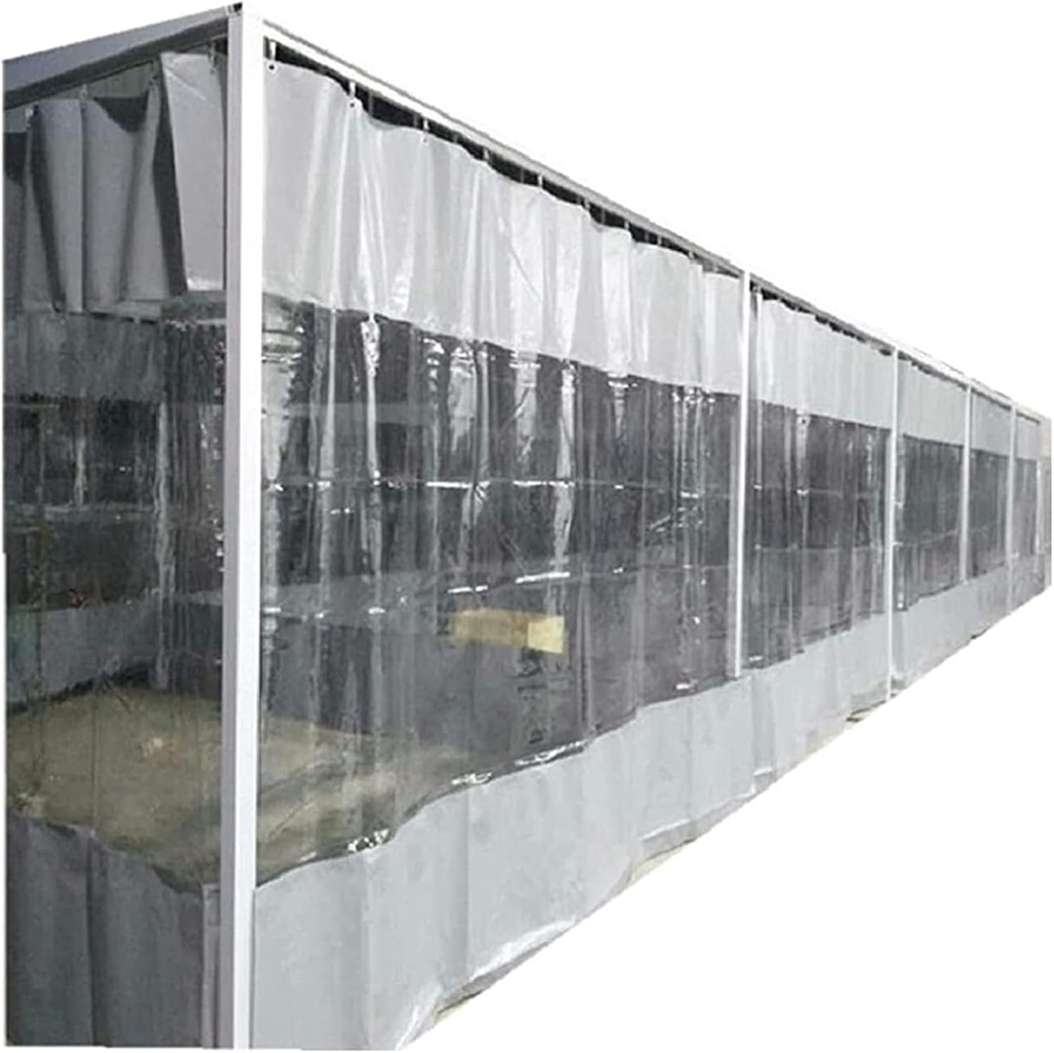 AMDHZ Outdoor Waterproof Curtain Transparent Plastic Tarpaulin with Eyelets PVC Heavy Duty Waterproof Tarpaulin Panel for Pergola, Terrace, Tent Side Curtains
