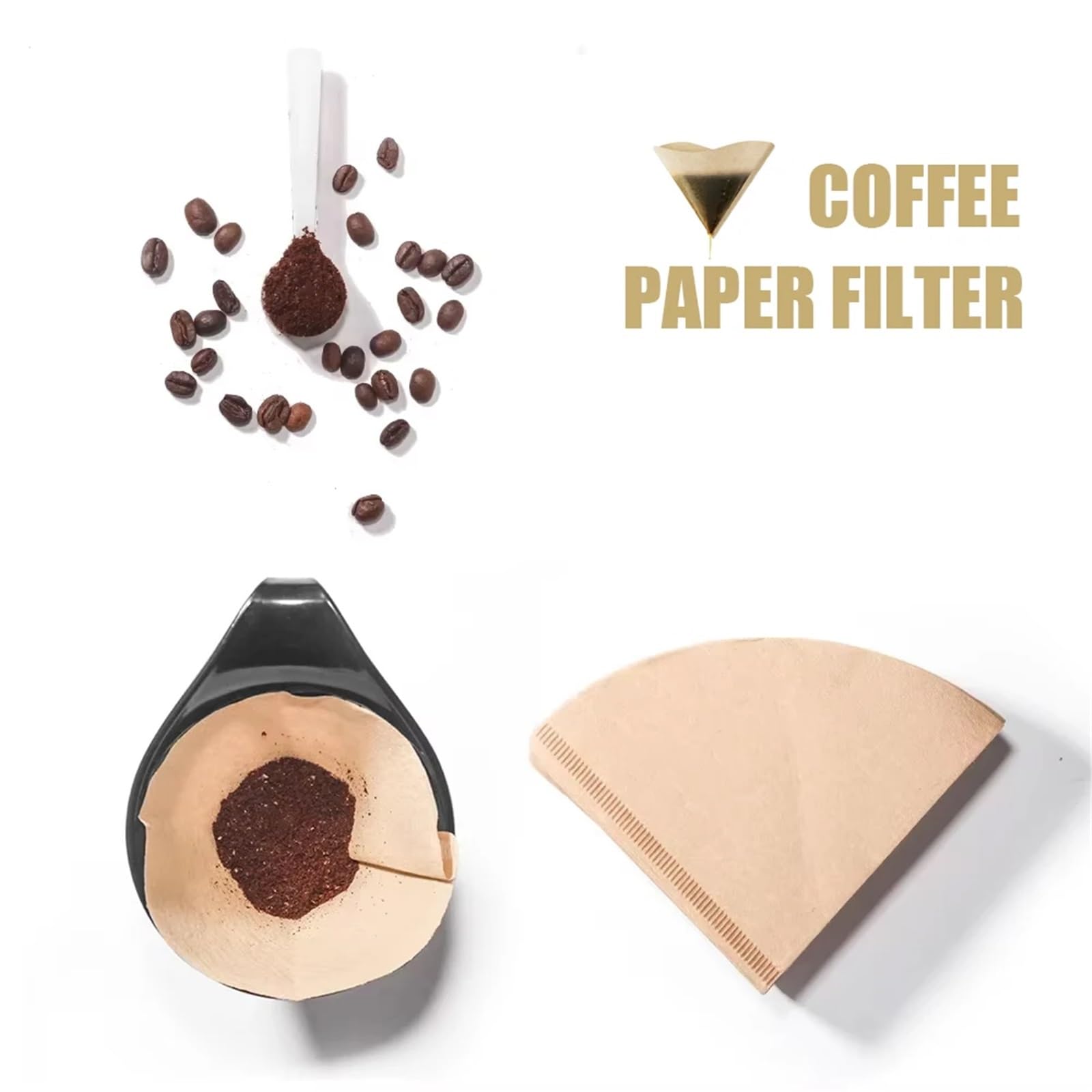 Papiere Kaffeefilter， Ungebleichte, kegelförmige V-Kaffeefilterpapiere for V.60 Kaffeefilter, 50–400 Stück(400 pcs)
