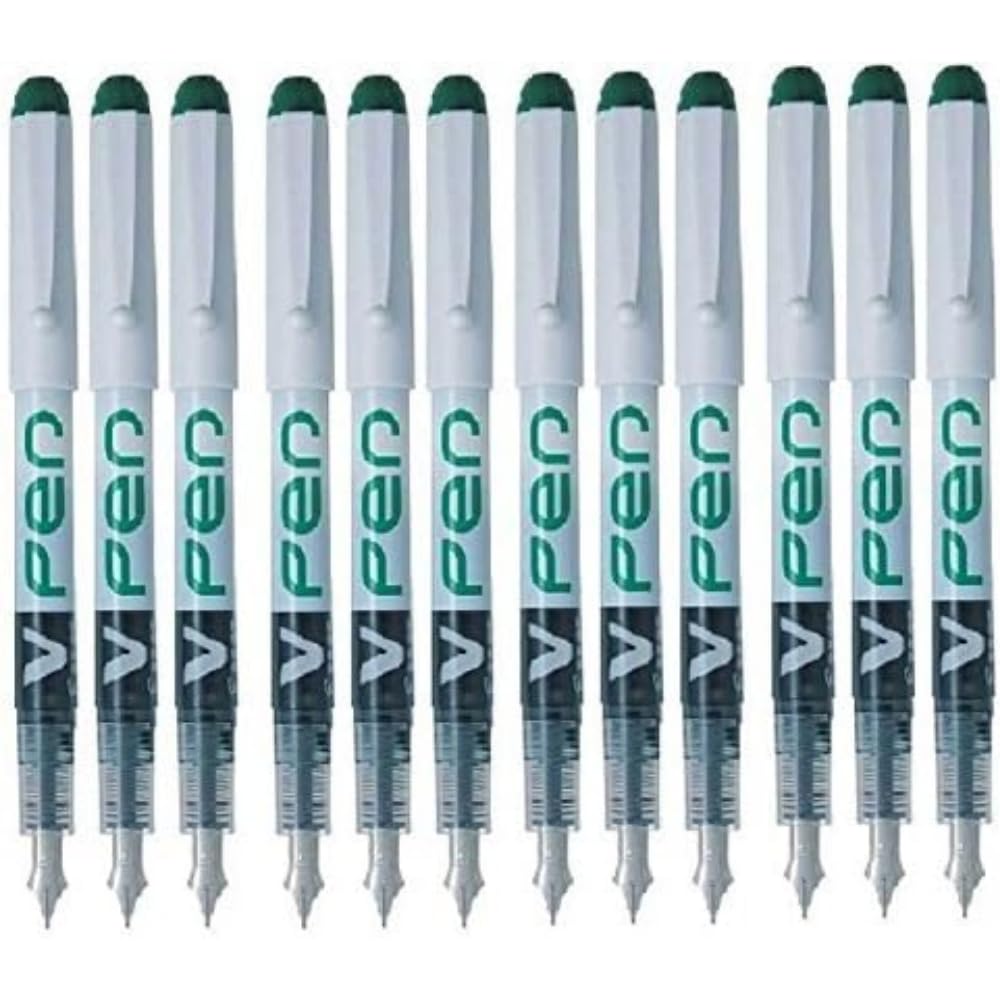 Pilot V-Pen Füllfederhalter 4 mm Strichbreite grüne Tinte 12 Stück