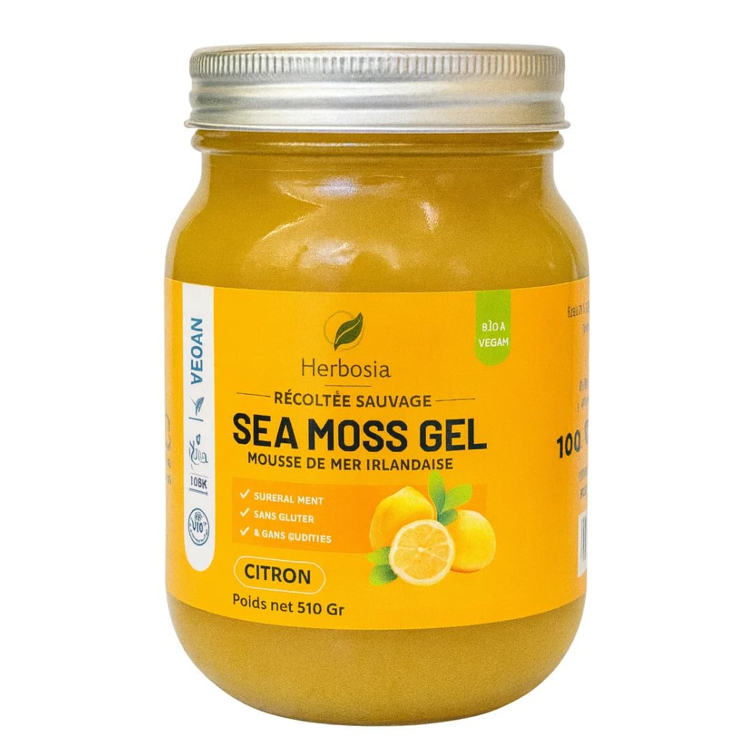 Sea Moss Irisches Gel, 100 % natürlich, wildes Meermoos, vegan, cremige Textur, 510 g (Zitrone)