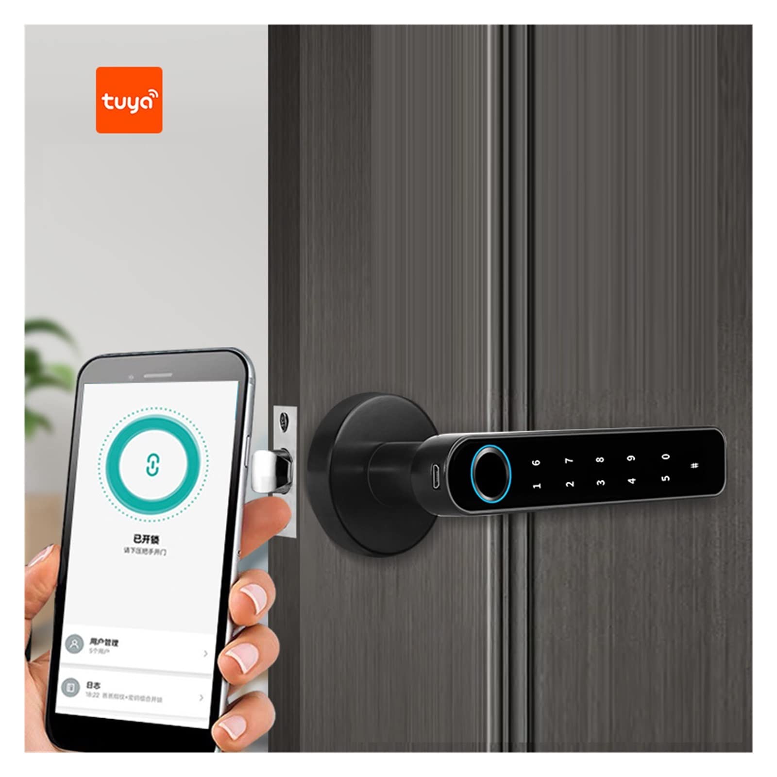 Maniglia per porta intelligente Home Smartlife Impronte digitali e amp;PIN Wireless Smart Handle Lock Biometria Tuya Blue-tooth Access Control Door Lock Serrature intelligenti antifurto(Kit3)