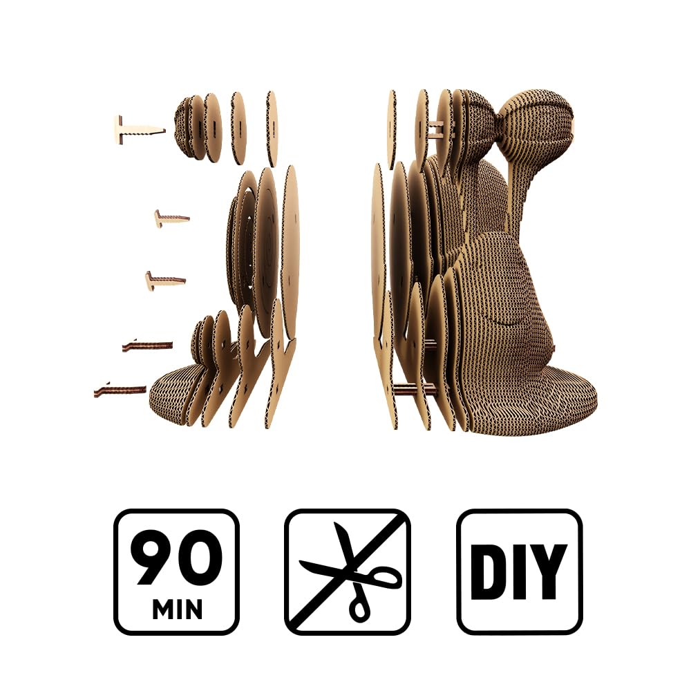 Escargot Puzzle 3D en Carton – Maquette à Monter | 121 Pièces, 20 × 16 × 10 cm – Kit Sculpture DIY à Peindre, Matériaux Recyclés, Ados & Adultes, Idée Cadeau Déco