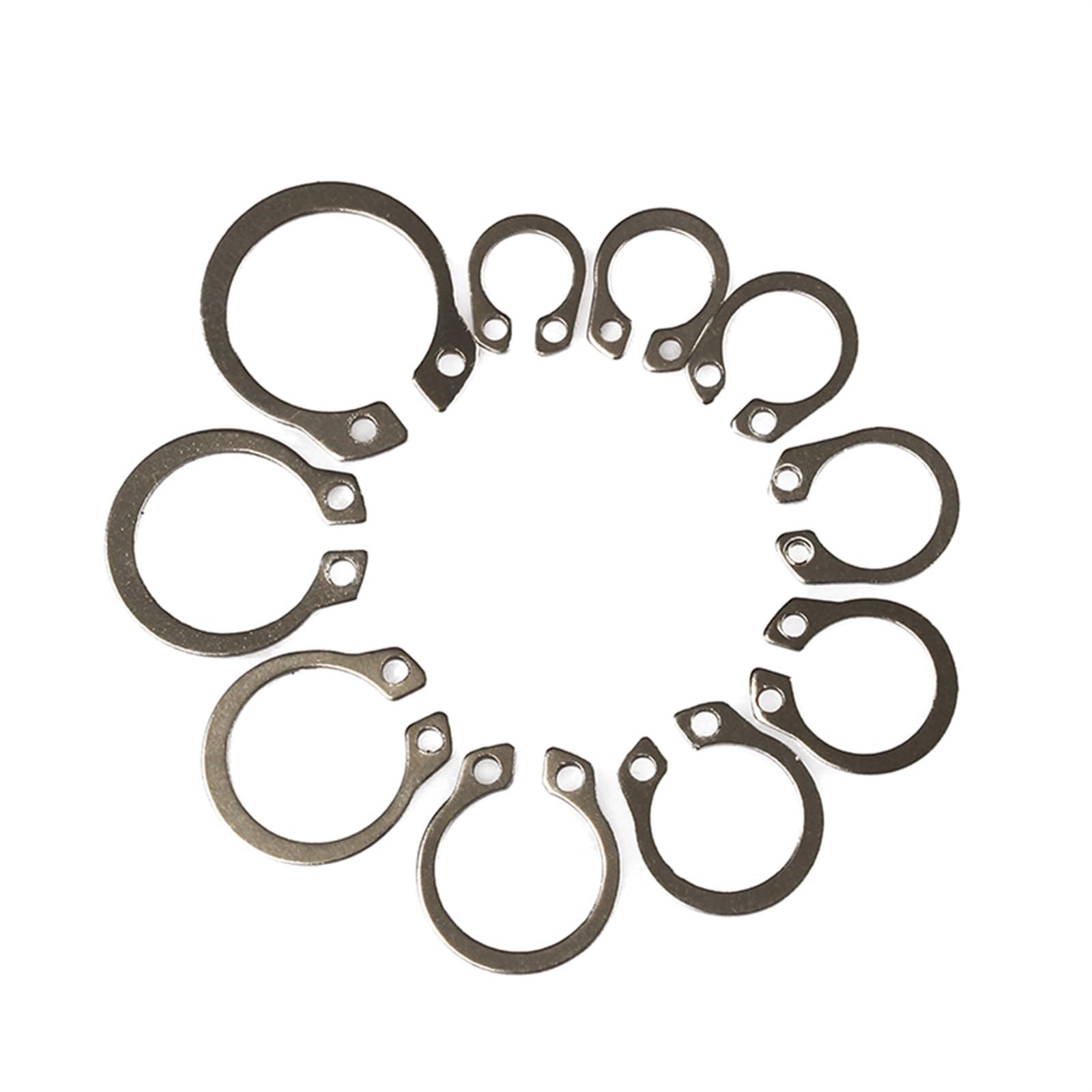 500 Uds M5-M20 Circlip retención Externa/Interna Tipo E Cir Clip Bloqueo Anillo a presión Conjunto Agujeros Eje Collar arandela Acero Inoxidable,Arandelas Planas