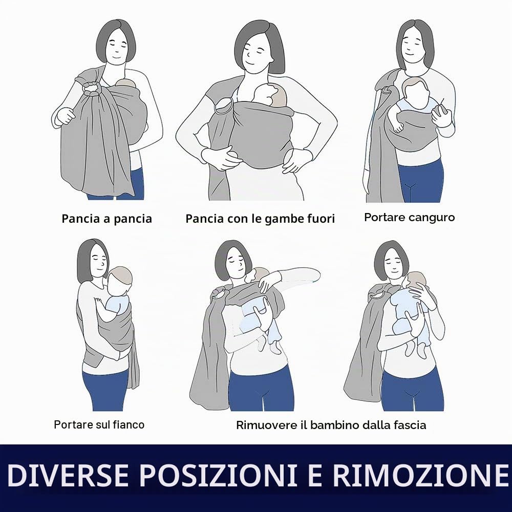 Fascia per bebè regolabile, con anello ad acqua, traspirante, ad asciugatura rapida, in tessuto a rete, perfetto per l'estate, il nuoto, la piscina, la spiaggia (azzurro)