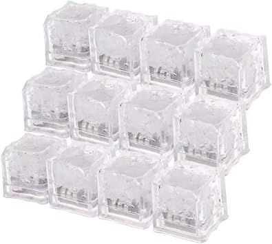 LED Ice Cube Shape Lights Reusable Liquid Sensor Glowing Light up Ice Cubes for Drinks Bar Party Wedding Decorations(12Pcs)