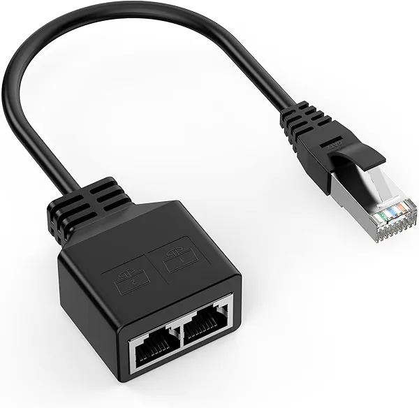 1 to 2 Port RJ45 Network Ethernet Adapter Splitter,lezaface E-thernet Splitter 1 Male to 2 Female LAN Ethernet Splitter Adapter Suitable Super Cat5,Cat5e,Cat6,Cat7,Cat8