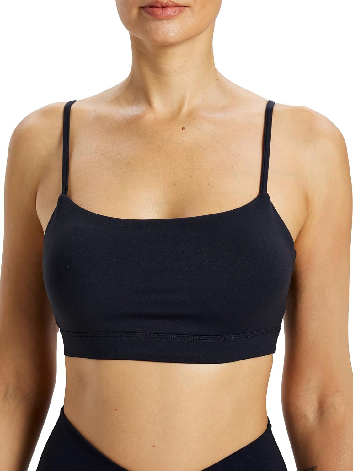 Womens Adjustable Strap Padded Sports Bra Light Support Scoop Neck Yoga Soft Bralette Comfort Loungewear Crop Top